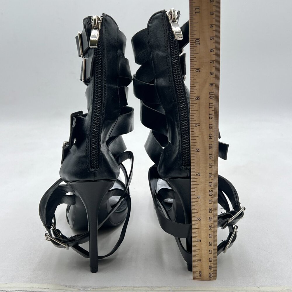 Black Women Sexy Strappy Gladiator Sandals High Heel Shoes for Summer Prom Party - Picture 4 of 7